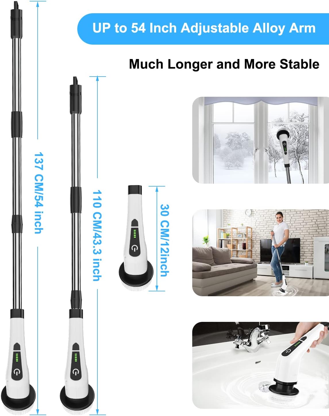 Cordless Electric Spin Scrubber with 8 Brush Heads – Rechargeable Power Cleaning Brush for Bathroom,